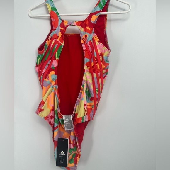 NWT ADIDAS x FARM RIO Multicolor One Piece Swimsuit Plus Size 18 XXL Open Back - Picture 3 of 5